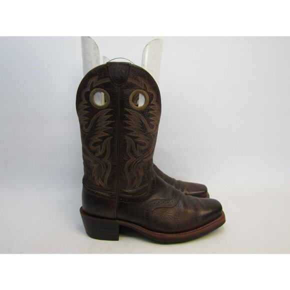 Ariat Mens Size 9 EE Brown Leather Buckaroo Stockman Cowboy Western Boots main image 4